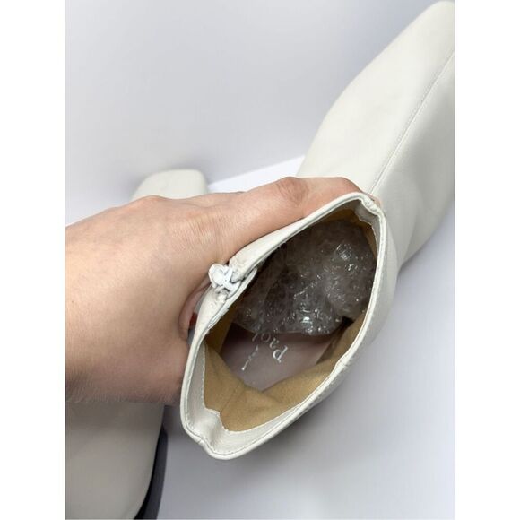 Paolo Boots Womens Size 5 Off White Leather Square Toe Side Zip Ankle Booties - Picture 8 of 11